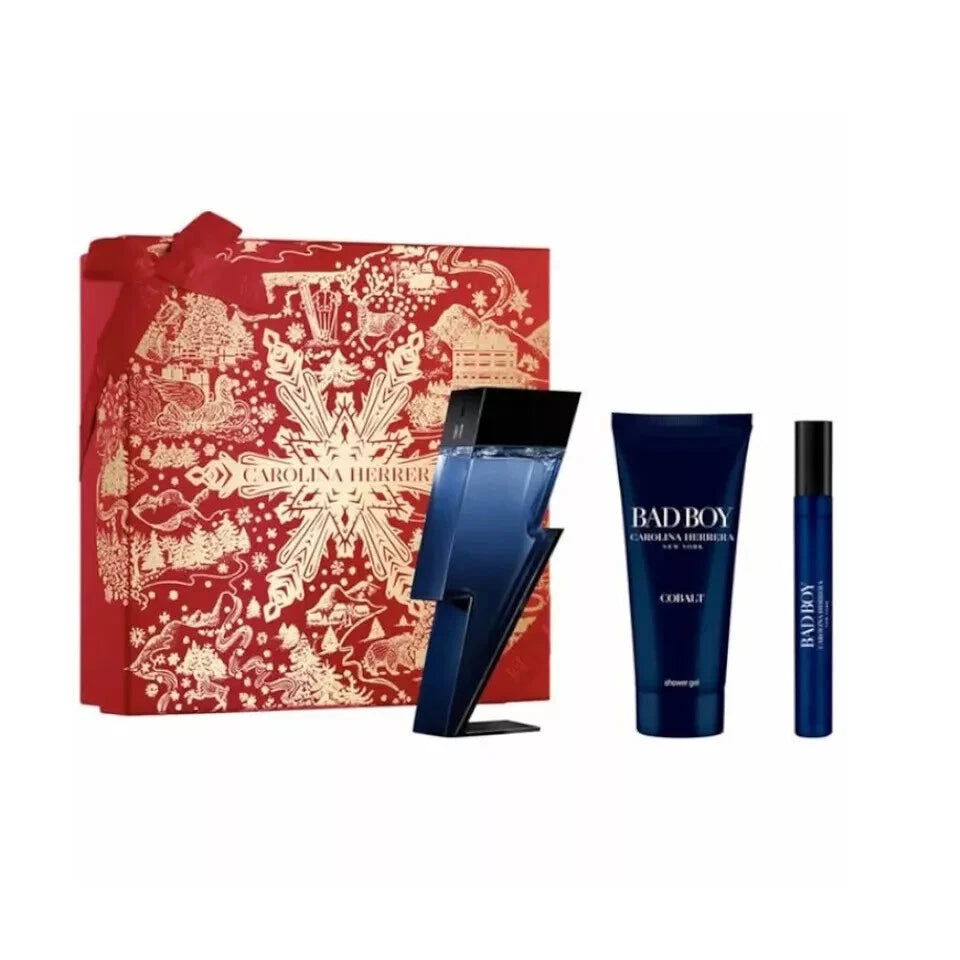 Bad Boy Cobalt 3 Pc Gift Set by Carolina Herrera Spray for Men - Perfumes4All