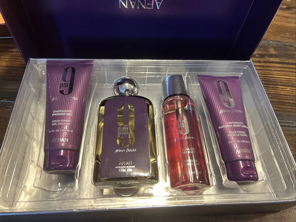 9 Pm Purple 3 Pc Gift Set by Afnan Spray for Women - Perfumes4All