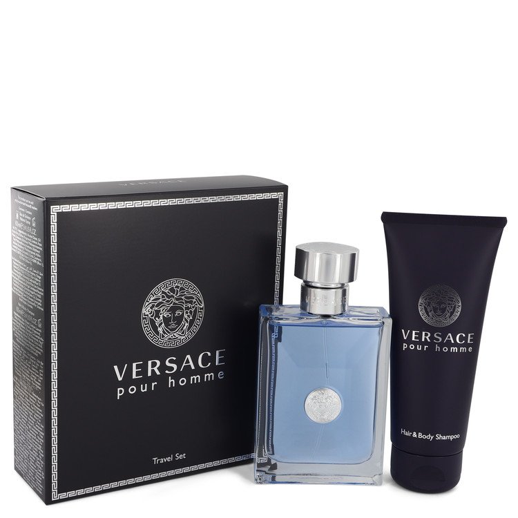Versace Pour Homme Cologne by Versace Gift Set -- 3.4 oz Eau De Toilette Spray + 3.4 oz Shower Gel for Men - Authentic Fragrance - Discount Men Perfume or Cologne Fragrance