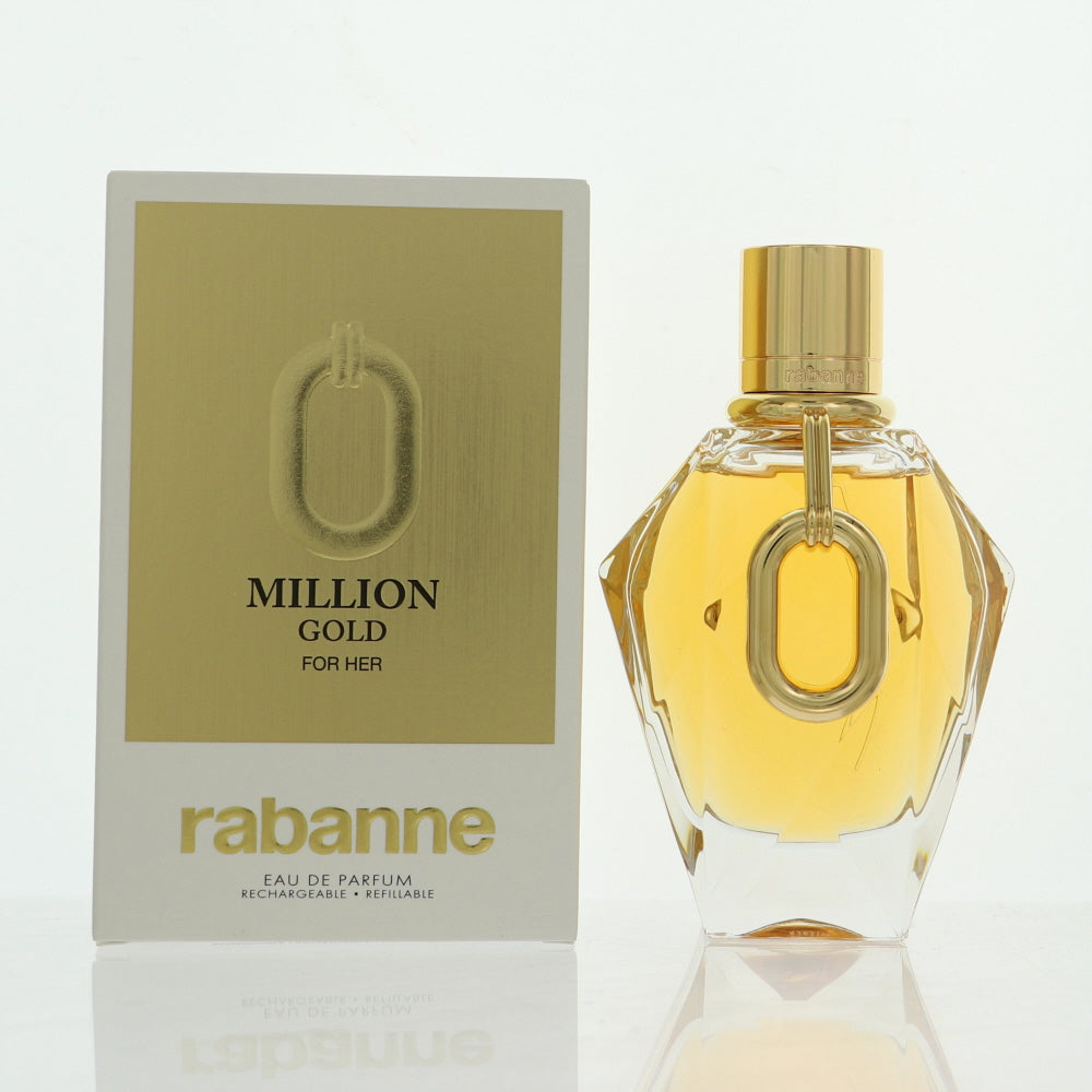 Million Gold Perfume By Paco Rabanne 3.0 Oz Eau De Parfum Refillable Spray For Women In Box