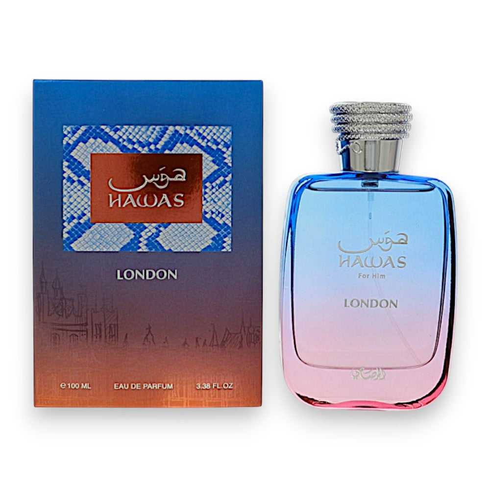 Hawas London 3.4 by Rasasi Eau De Parfum Spray for Men - Perfumes4All
